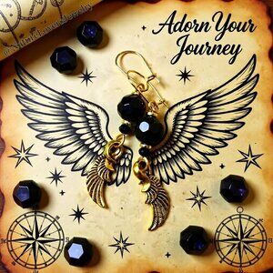 Stunning + Sexy! Gorgeous + Elaborate Black & Gold Feather Dangle Earrings